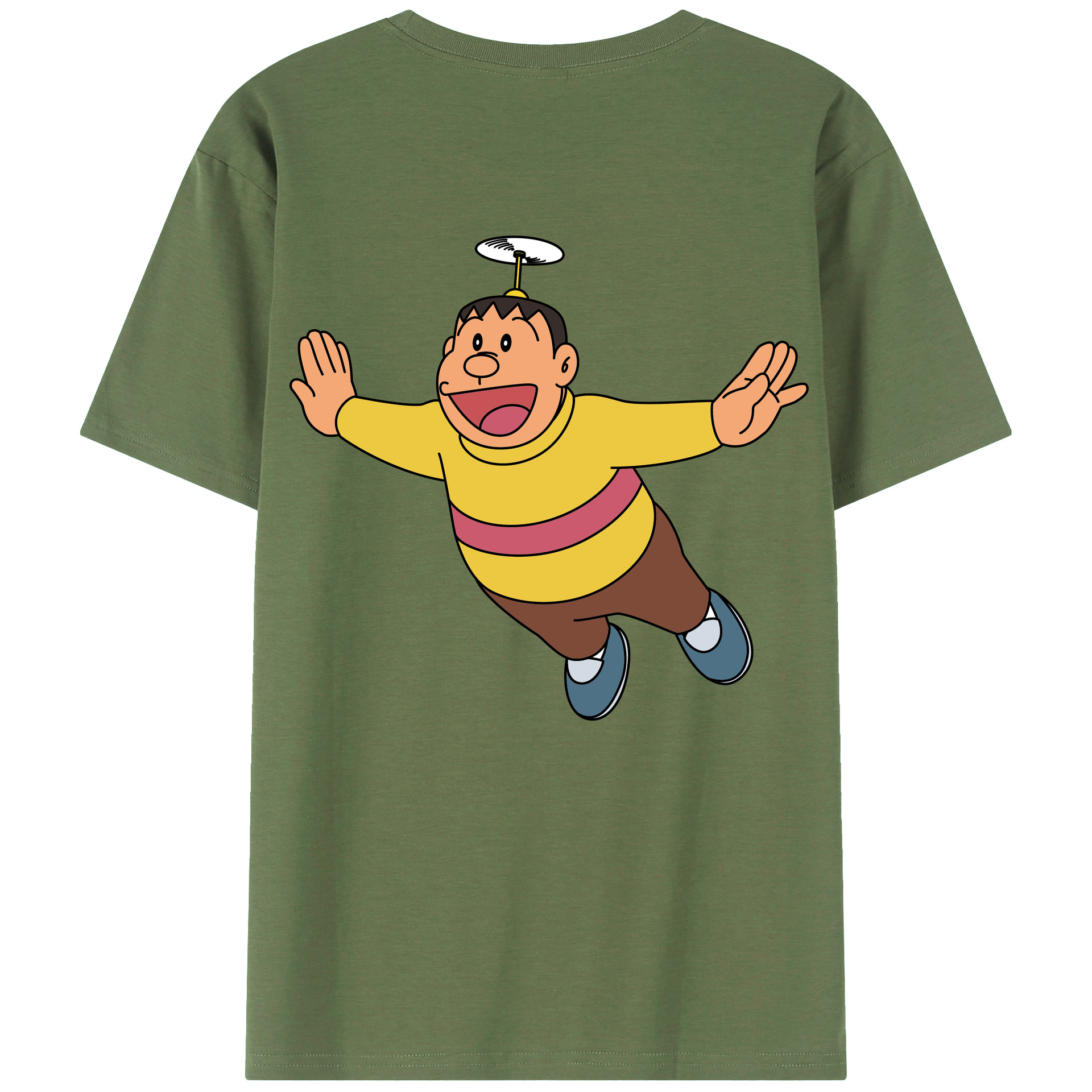 （画像用） ドラえもん 剛田武 Doraemon Gouta Takeshi 綿100％ メンズ半袖Tシャツ（バックプリント） 通気性